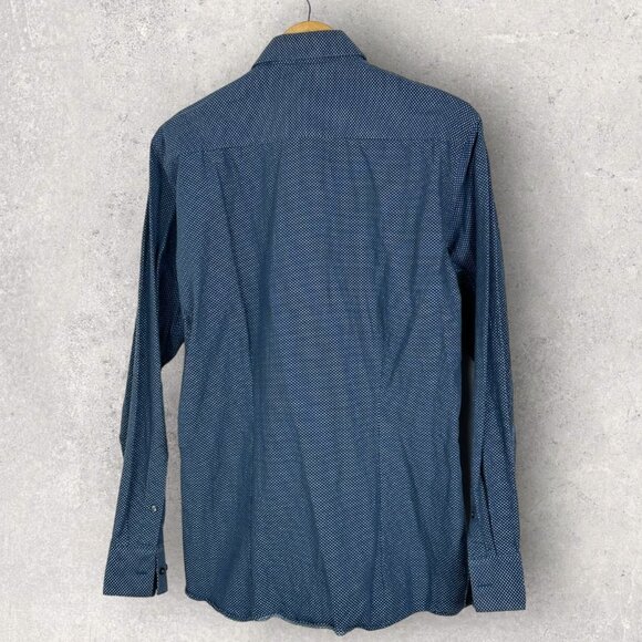 Ted Baker Endurance Tamson Button Front Collared Shirt Blue Print Mens Size 16 - Picture 3 of 12